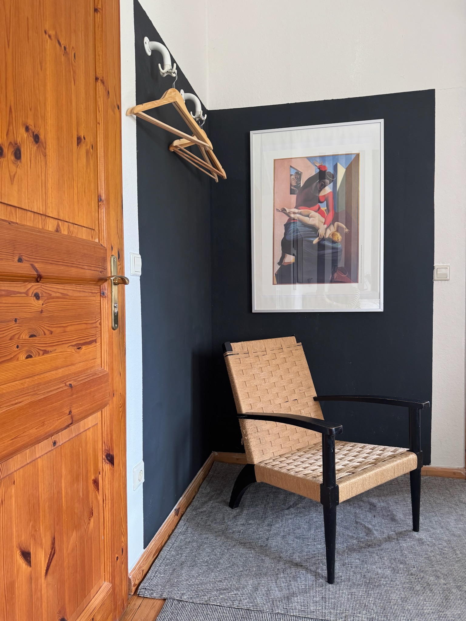 Bedroom with black stripes